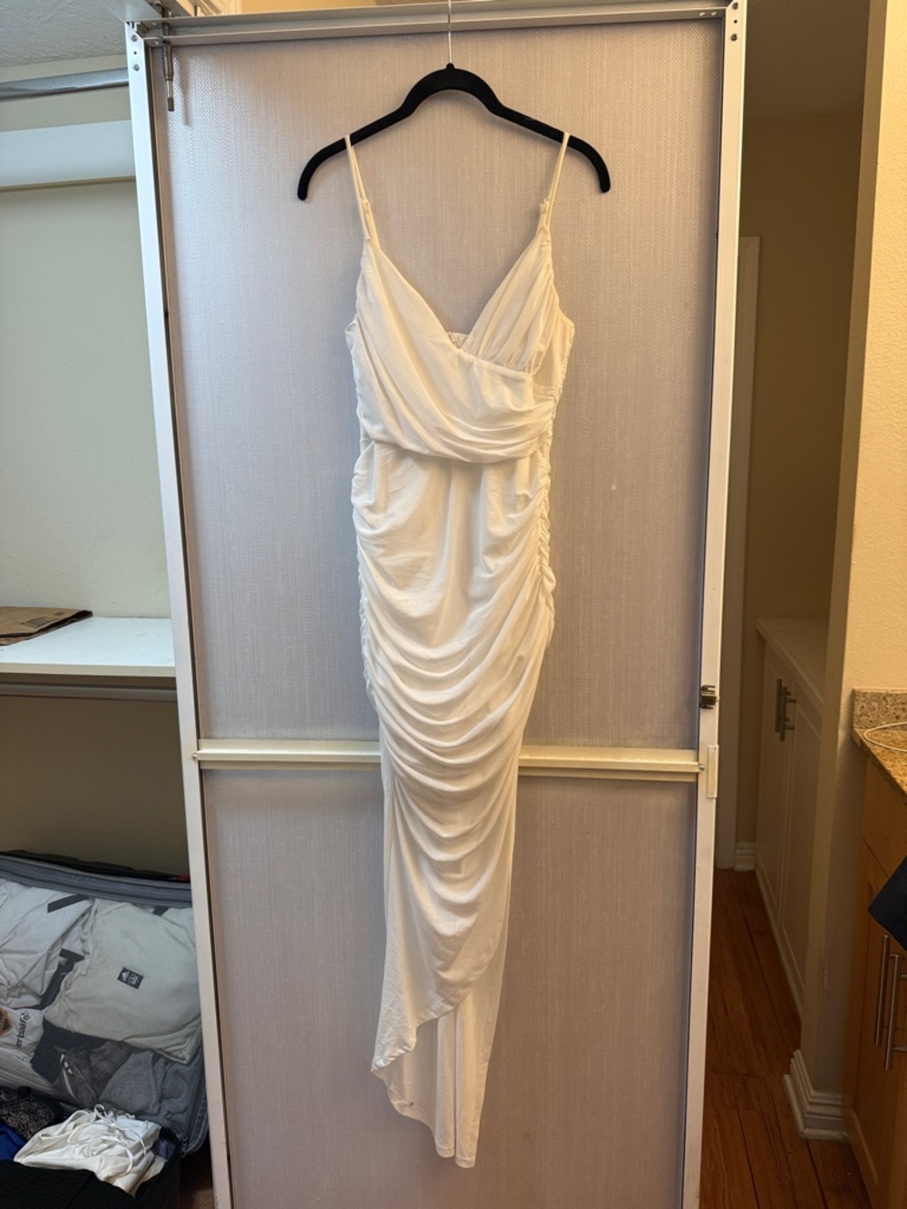 White Ruched Spaghetti Strap Dress - Australian Boutique Brand